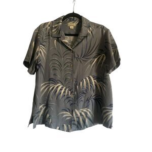 Tommy Bahama men's  100% Silk Tropical Palm Print Short Sleeve Button-Up Shirt